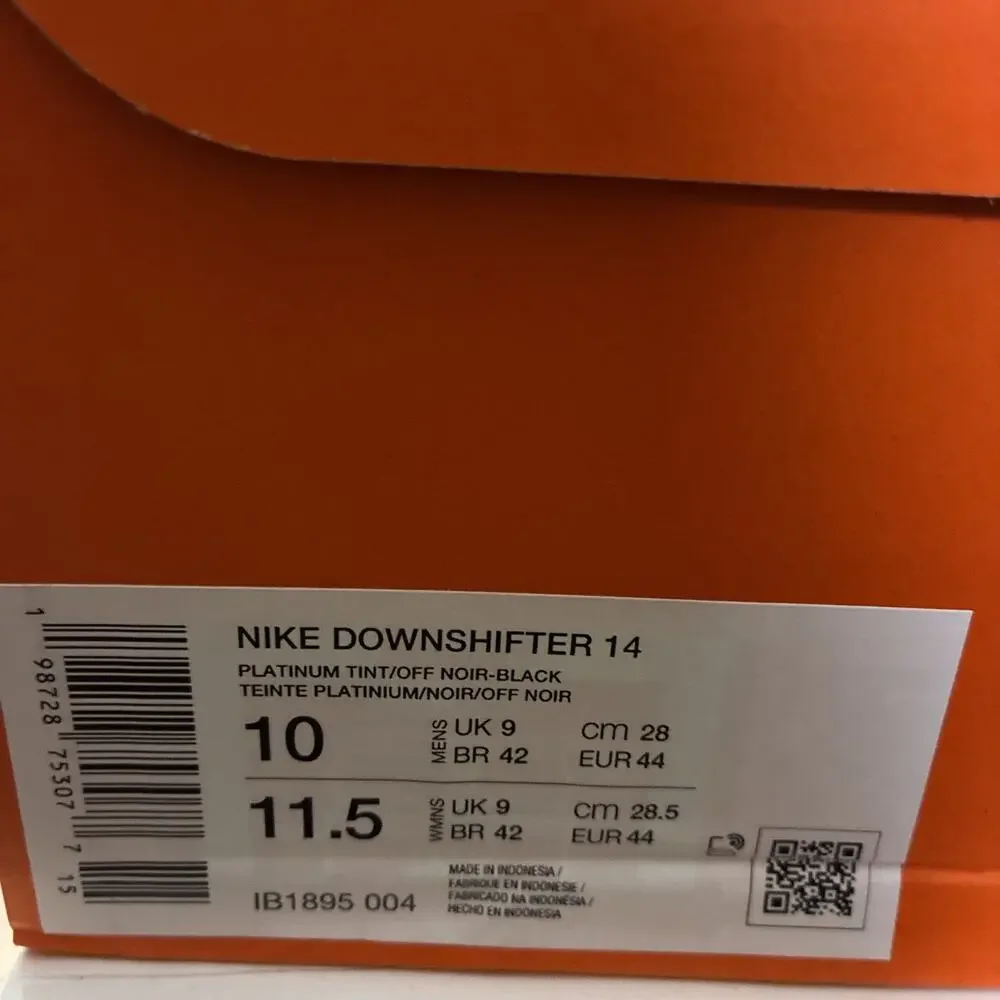 Nike Downshifter 14 Running Shoes Men Size 10 Platinum Tint Off Noir Black NWB